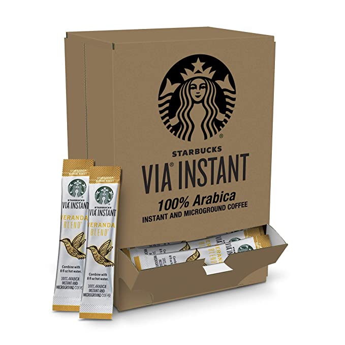 Starbucks VIA Instant Coffee Blonde Roast Packets — Veranda Blend, 50 Count (Pack of 1)