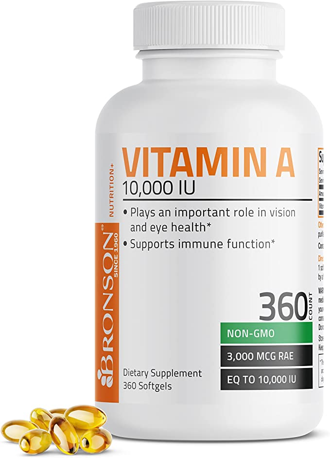 Bronson Vitamin A 10,000 IU Premium Non-GMO Formula Supports Healthy Vision and Immune System and Healthy Growth and Reproduction, 360 Softgels
