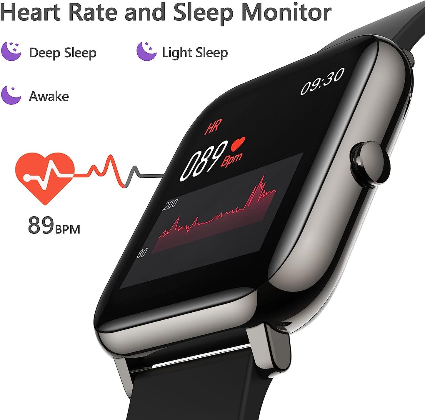 Smart Watch, KALINCO Fitness Tracker with Heart Rate Monitor, Blood Pressure, Blood Oxygen Tracking, 1.4 Inch Touch Screen Smartwatch Fitness Watch for Women Men Compatible with Android iPhone iOS