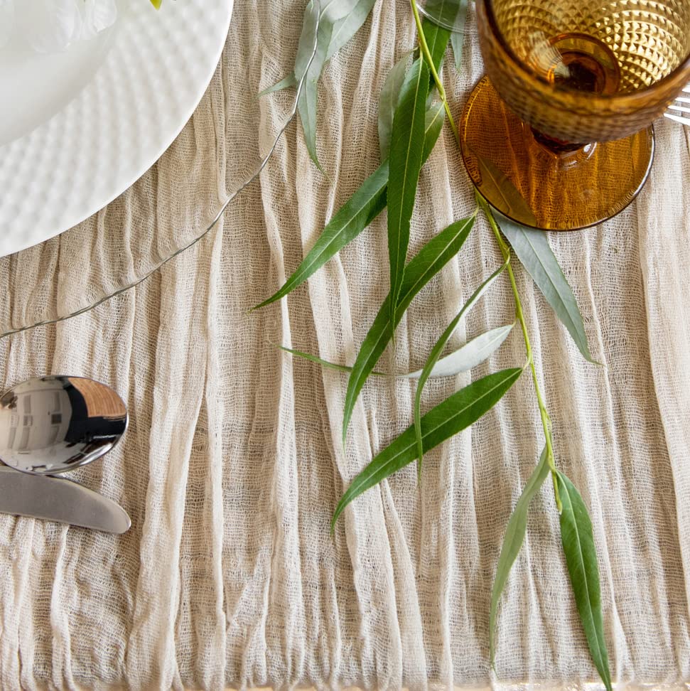 Gauze table runner bulk ivory nude cheesecloth table cloth - Holiday table runner for wedding - Rustic table runner 142 in - Boho chick rustic wedding table cloth decor - Long table runner for wedding