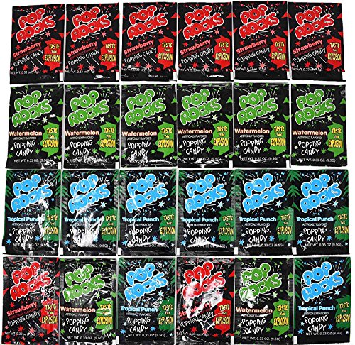 Pop Rocks Popping Mixed Candy Gift Box - 24 Count Total - Strawberry, Watermelon and Tropical Punch - Taste the Explosion - Care Package for Family, Friends, Kids and more
