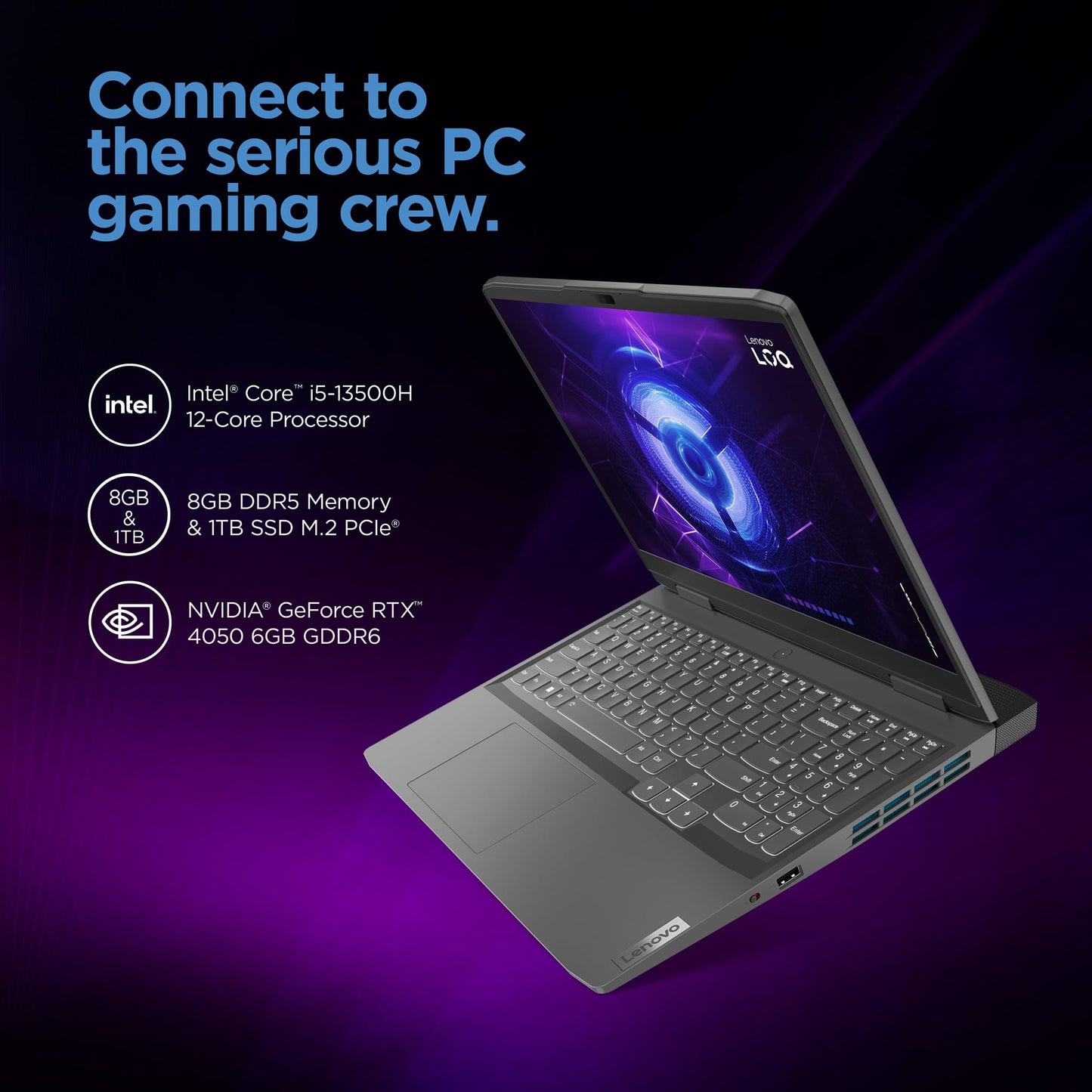 Lenovo - LOQ 15.6" Gaming Laptop FHD - AMD Ryzen 7 7840HS with 8GB Memory - NVIDIA GeForce RTX 4050 6GB - 512GB SSD - Storm Grey
