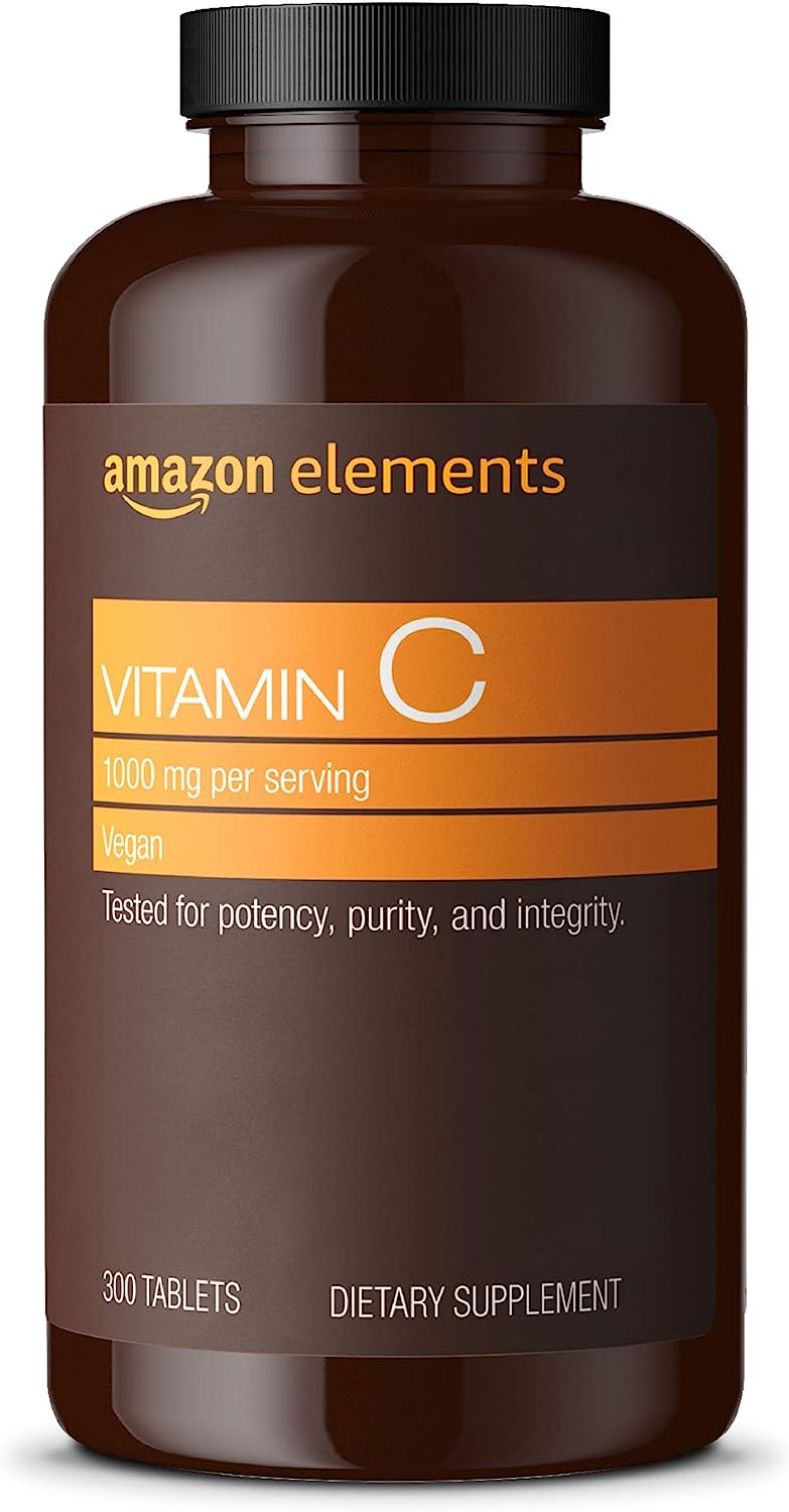 Amazon Elements Vitamin C 1000mg, Supports Healthy Immune System, Vegan, 300 Tablets, 10 month supply