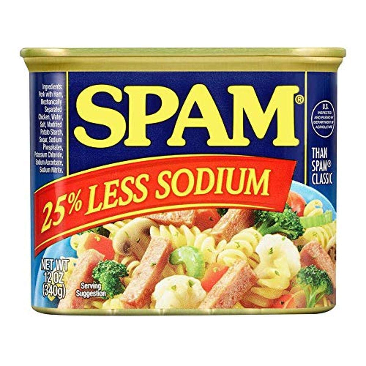 SPAM Less Sodium, 12 Oz (Pack Of 12)