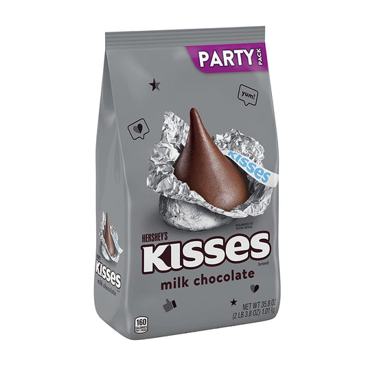 HERSHEY'S KISSES Milk Chocolate Silver Foil, Candy Bulk Party Pack, 35.8 oz
