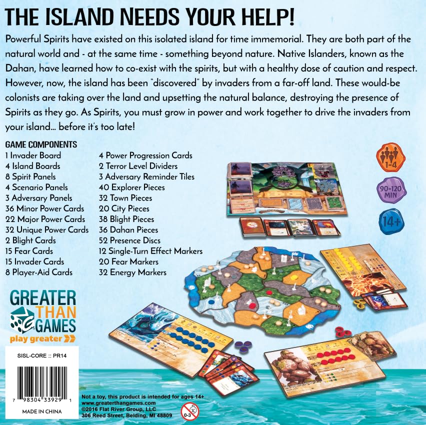 Greater Than Games Spirit Island Core Board Game, 4 players