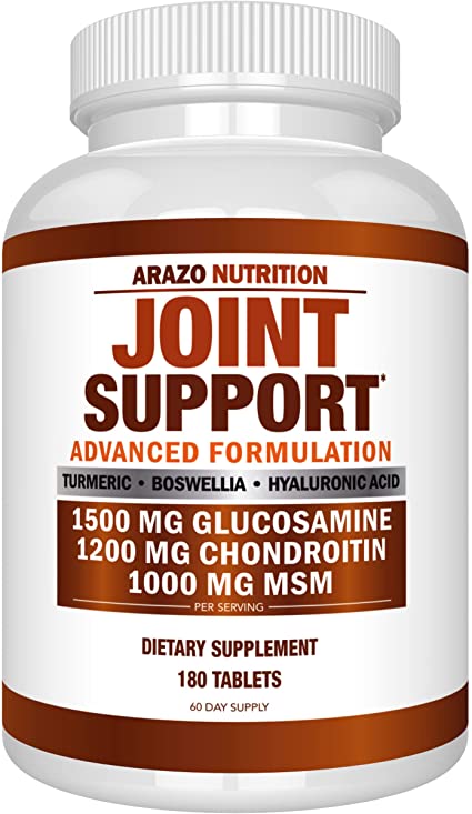 Glucosamine Chondroitin Turmeric Msm Boswellia - Joint Support Supplement for Relief 180 Tablets - Arazo Nutrition
