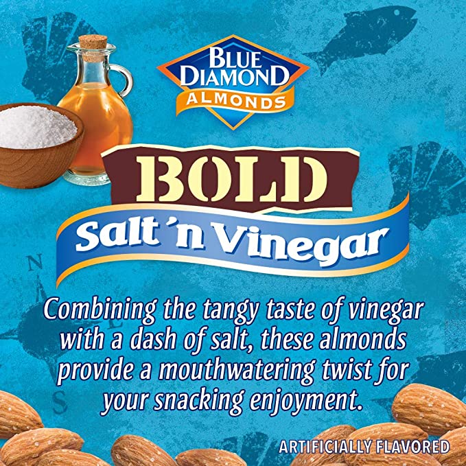 Blue Diamond Almonds Bold Variety Pack - Salt N' Vinegar, Habanero BBQ, and Wasabi and Soy Sauce Flavored Snack Nuts, 16 Oz Resealable Bags (Pack of 3)