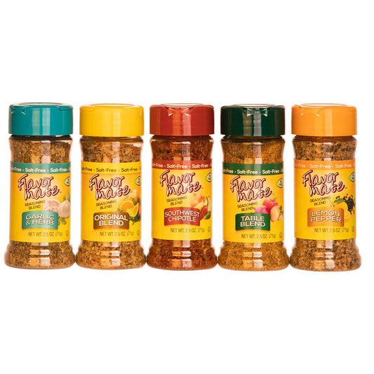 Flavor Mate No Salt Seasoning Blend - Variety Pack - Original ,Garlic and Herb ,Southwest Chipotle,Lemon and Pepper , Table Blend - 2.5 oz-Kosher
