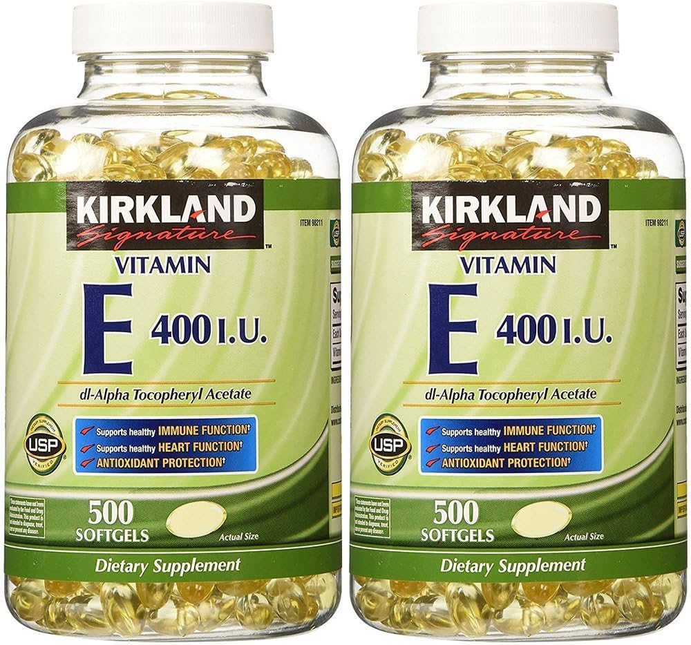 Kirkland Signature Vitamin E 400 IU, 500 Softgels (Pack of 2) (Total of 1000 Softgels)