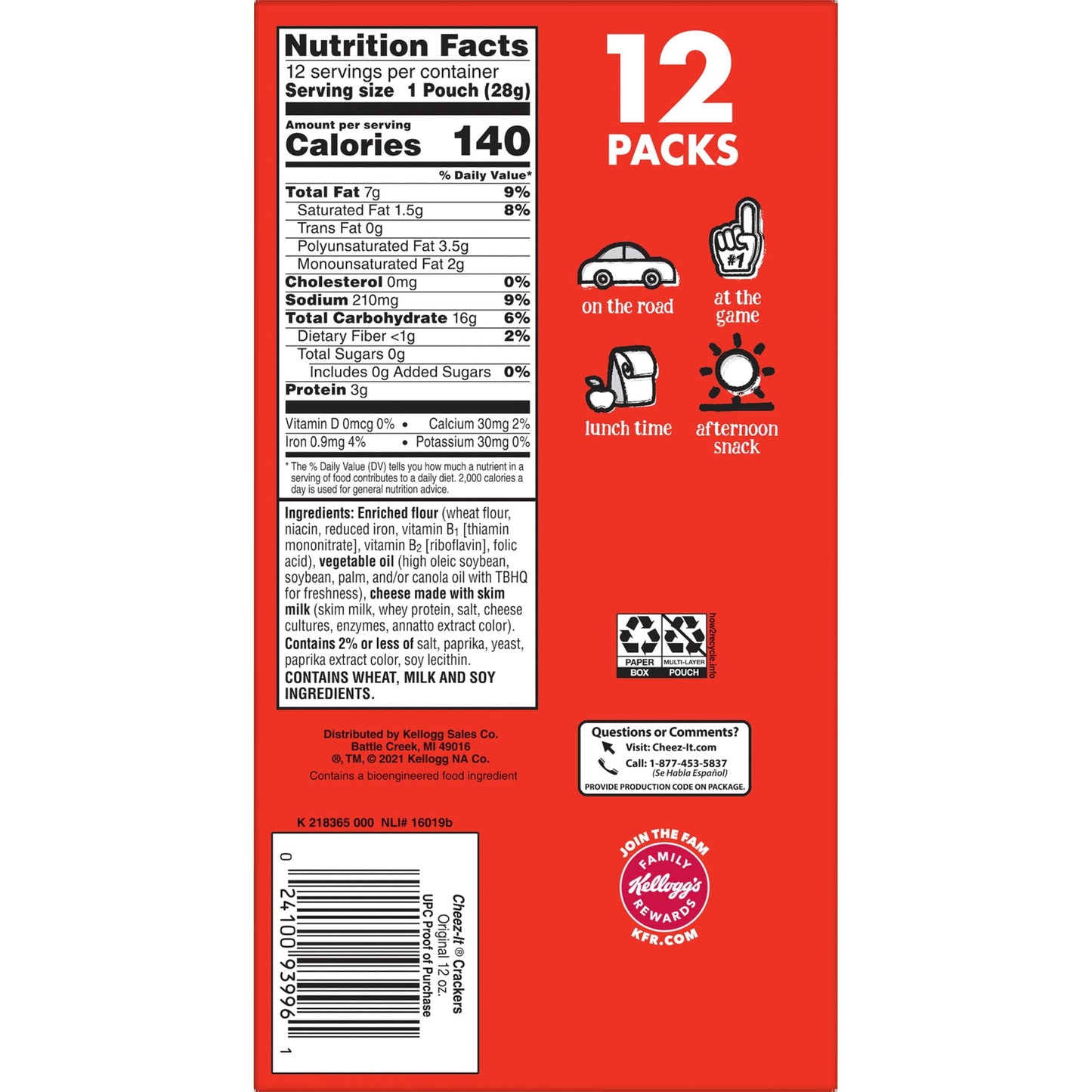 Cheez-It Original Cheese Crackers, 12 oz, 12 Count