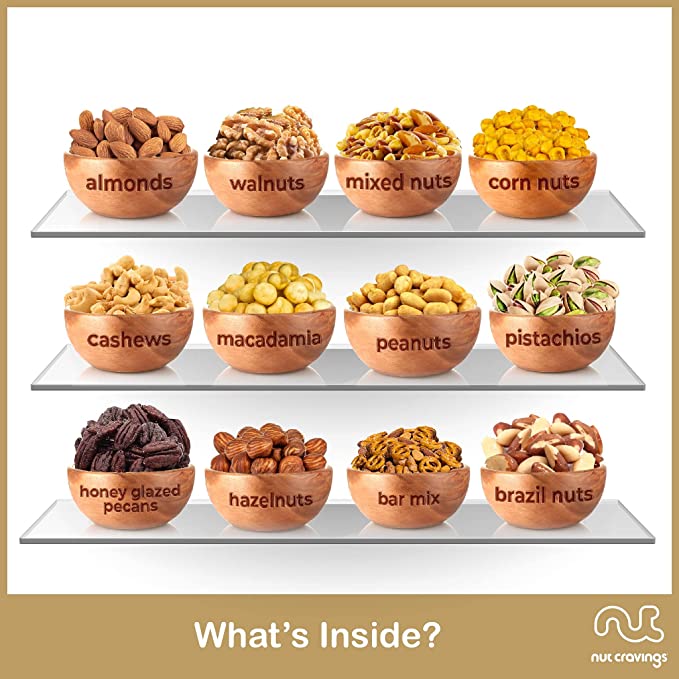 Easter Mixed Nuts Gift Basket in Reusable Wooden Tray and Green Ribbon (12 Assortments) Gourmet Food Bouquet Arrangement Platter, Birthday Care Package, Healthy Kosher Snack Box, Adults Men Women