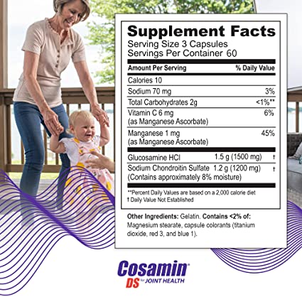 Nutramax Cosamin® DS Joint Health Supplement with Glucosamine and Chondroitin for Men’s and Women's Joint Health, 180 Capsules