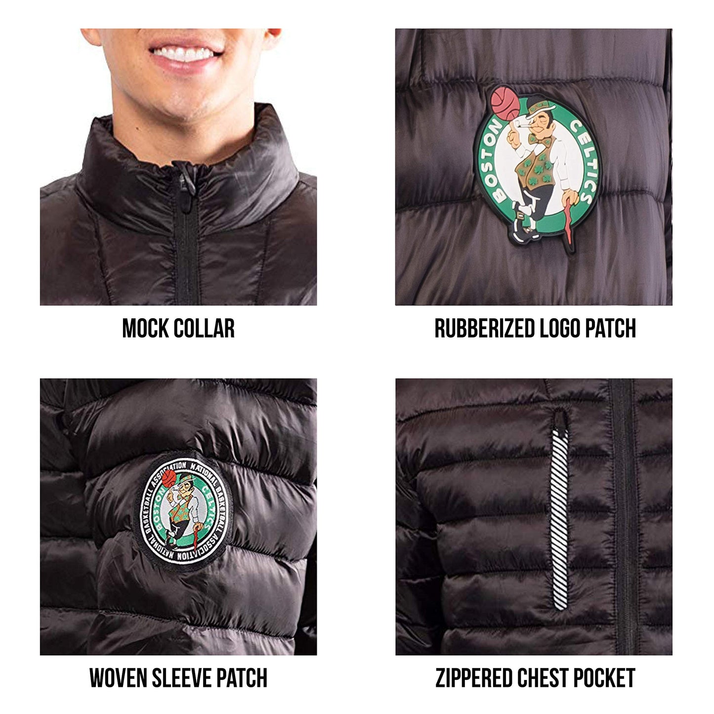 Ultra Game NBA Houston Rockets Mens Lightweight Packable Puffer Down Jacket, Black, X-Large