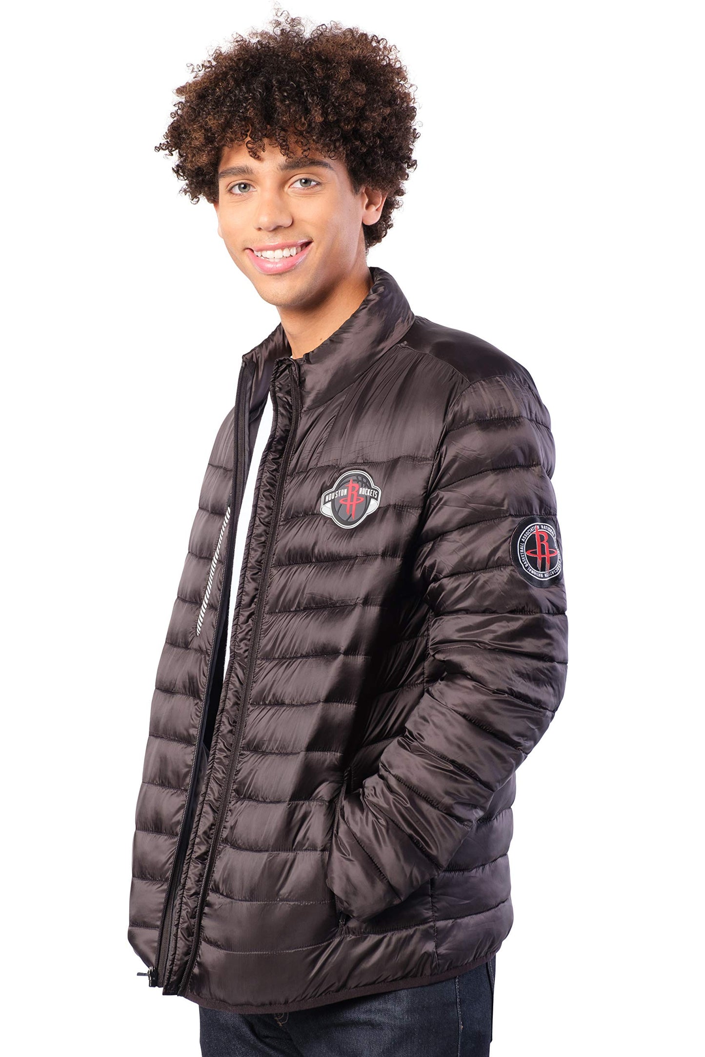 Ultra Game NBA Houston Rockets Mens Lightweight Packable Puffer Down Jacket, Black, X-Large