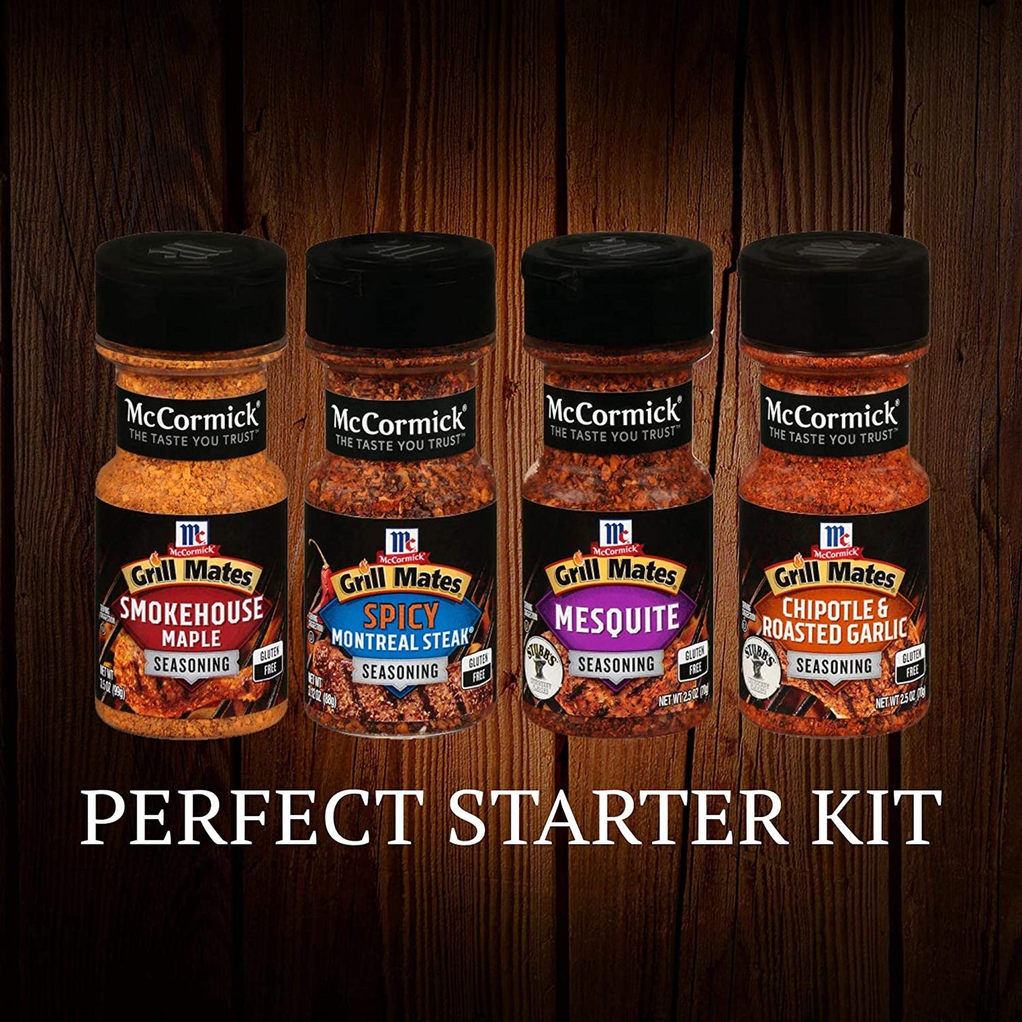 McCormick Grill Mates Unique Blends Grilling Variety Pack (Chipotle and Roasted Garlic, Mesquite, Spicy Montreal Steak, Smokehouse Maple), 4 Count