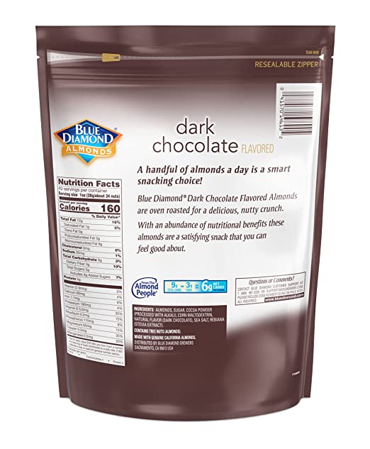 Blue Diamond, Dark Chocolate Almond Snack Nuts, 40oz Bag