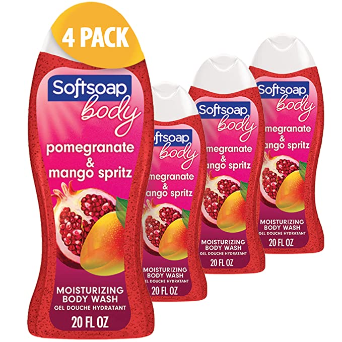 Softsoap Body Wash, Pomegranate and Mango Spritz Body Wash, 20 Ounce, 4 Pack