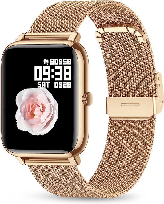 KALINCO Smart Watch, Fitness Tracker with Heart Rate Monitor, Blood Pressure, Blood Oxygen Tracking, 1.4 Inch Touch Screen Smartwatch Fitness Watch for Women Men Compatible with Android iPhone iOS