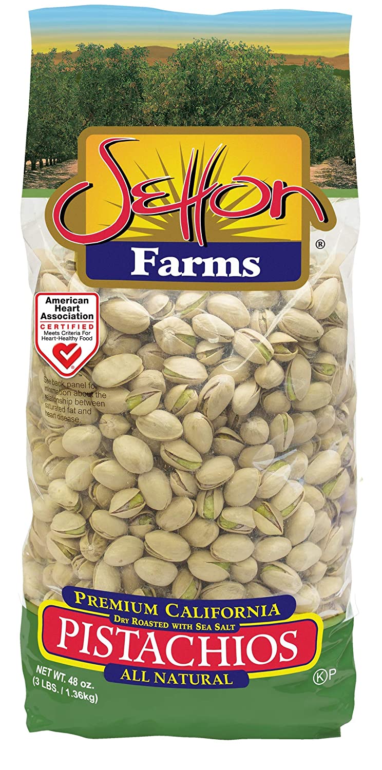 Setton Farms Premium Pistachios, Dry Roasted with Sea Salt, 3lb Bag (48 oz)