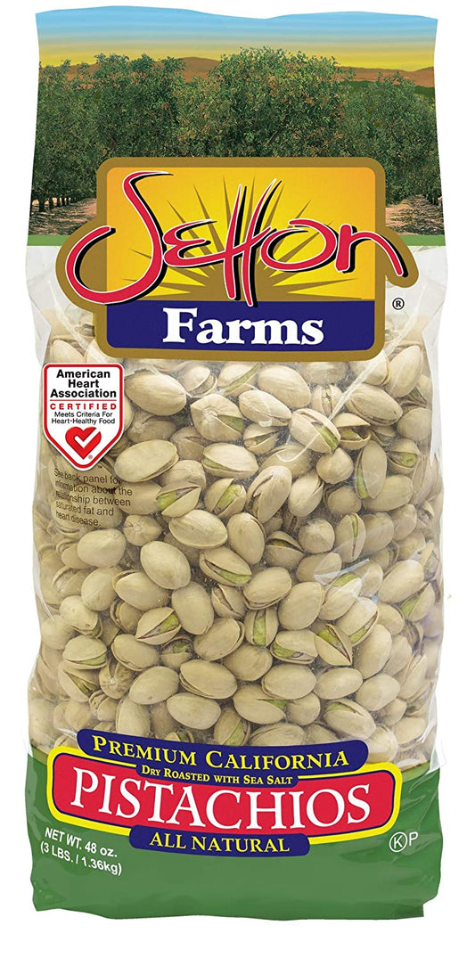 Setton Farms Premium Pistachios, Dry Roasted with Sea Salt, 3lb Bag (48 oz)