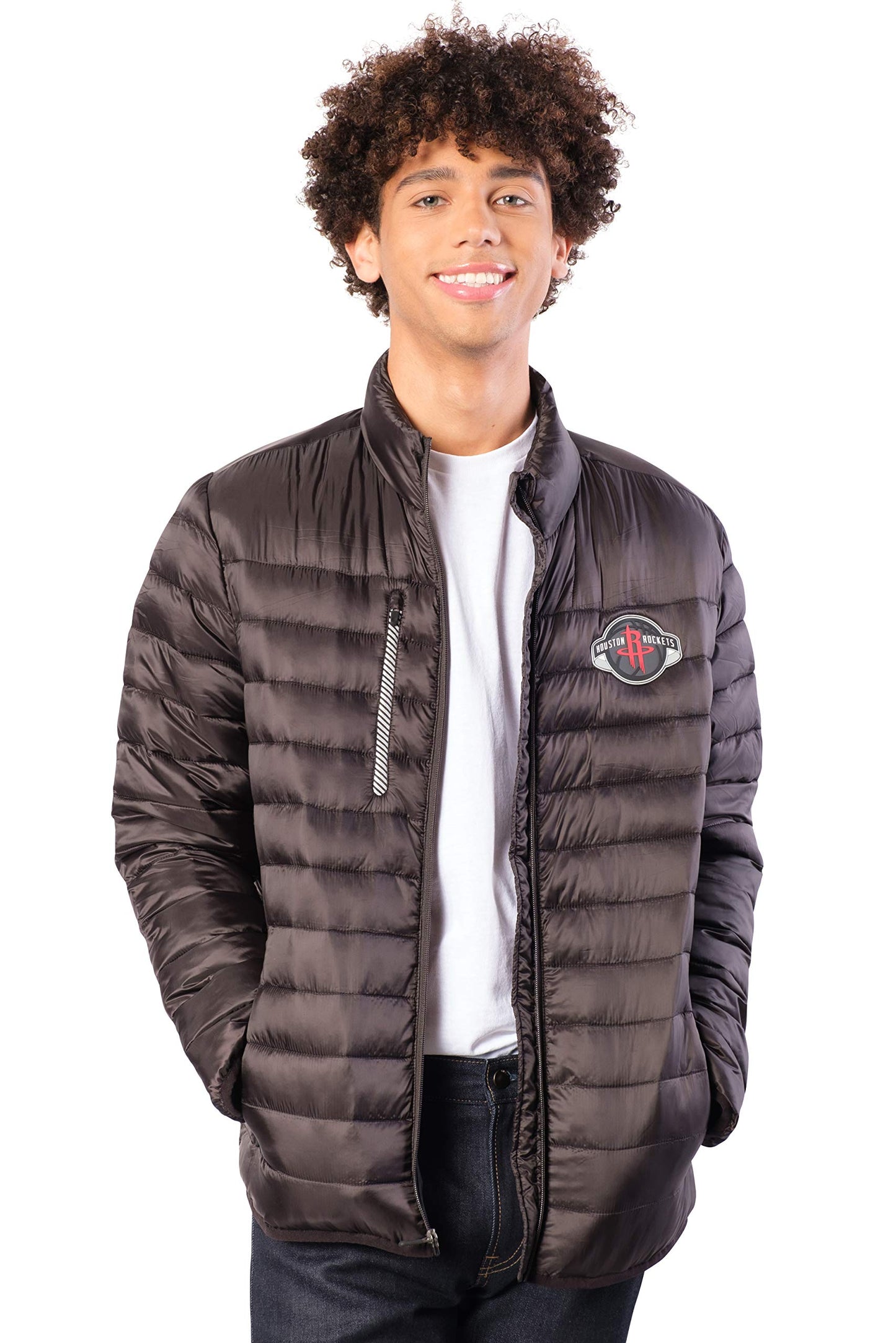 Ultra Game NBA Houston Rockets Mens Lightweight Packable Puffer Down Jacket, Black, X-Large