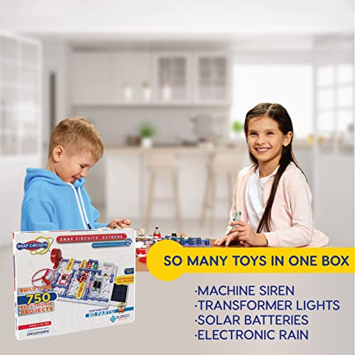 Snap Circuits Extreme SC-750 Electronics Exploration Kit Over 750 Projects Full Color Project Manual 80+ Snap Circuits Parts STEM Educational Toy For Kids 8+
