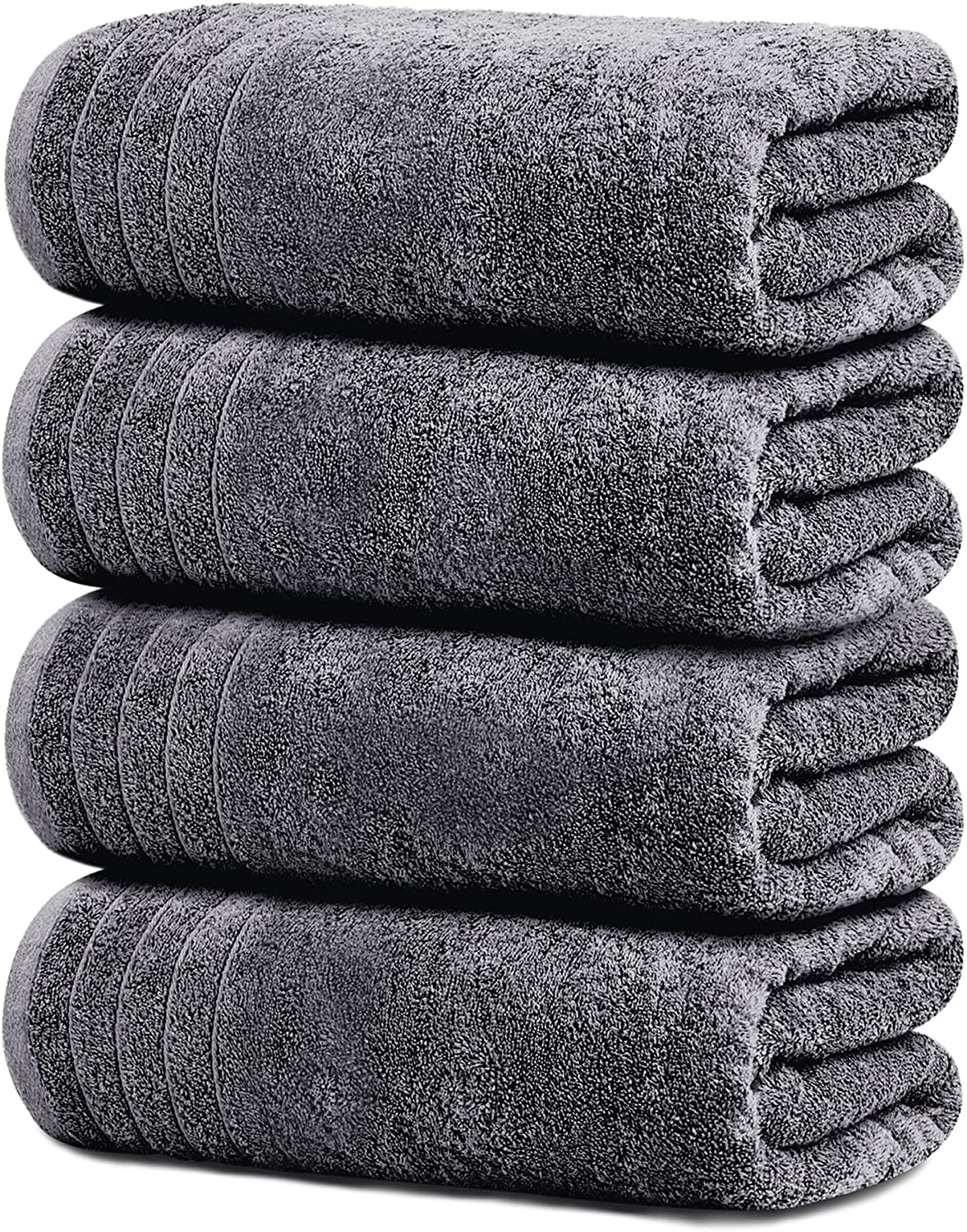 Tens Towels Large Bath Towels, 100% Cotton Towels, 30 x 60 Inches, Extra Large Bath Towels, Lighter Weight and Super Absorbent, Quick Dry, Perfect Bathroom Towels for Daily Use (Pack of 4) (Dark Grey)