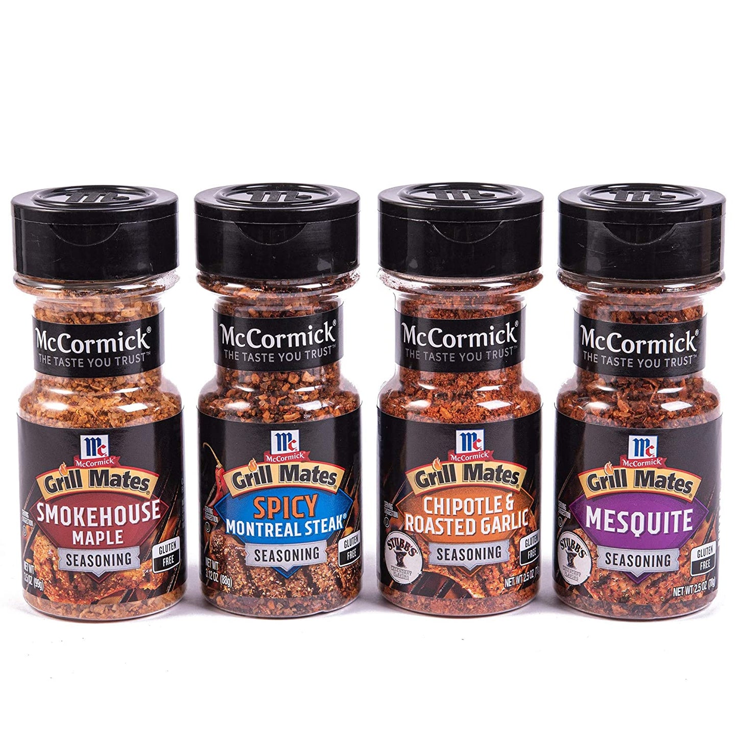 McCormick Grill Mates Unique Blends Grilling Variety Pack (Chipotle and Roasted Garlic, Mesquite, Spicy Montreal Steak, Smokehouse Maple), 4 Count