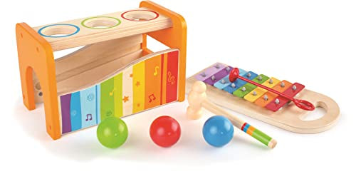 Hape Pound and Tap Bench with Slide Out Xylophone - Award Winning Durable Wooden Musical Pounding Toy for Toddlers