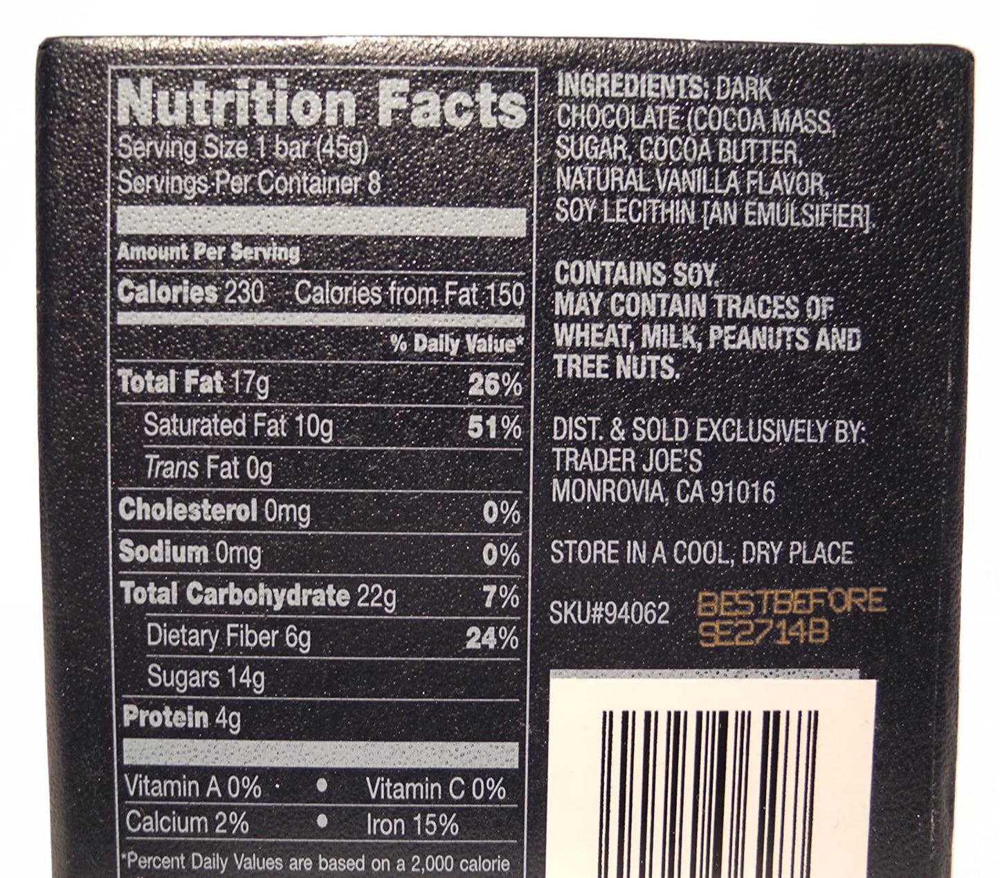 Trader Joe's Chocolate Passport Single Origin 8x 45g bars